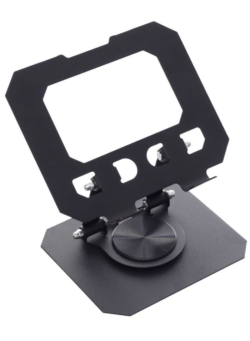 Metal  Portable Tablet PC Stand | Foldable, 360° Rotating Desktop Holder for iPad, Phone, Tablet | Adjustable for Office, Home, Bed, Car | Durable, Sleek Design (1-Piece) - Black - Image 1